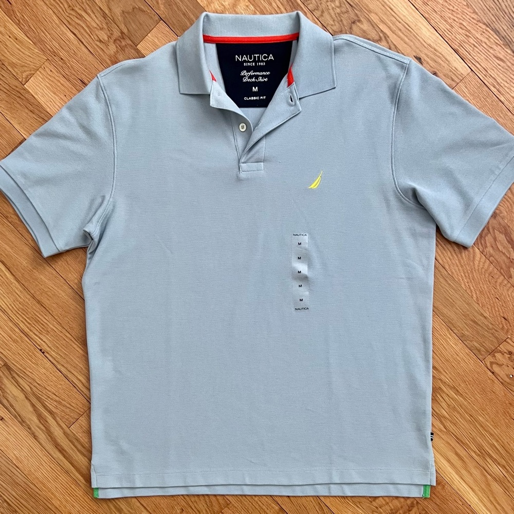 Men's Light Blue Short Sleeve Performance Polo Shirt Classic Fit (M) New